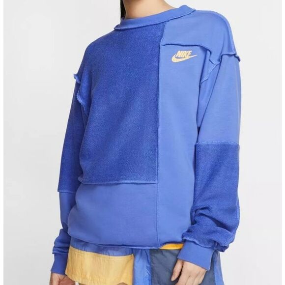 Nike Icon Clash Fleece Terry Crew Sweatshirt Oversized Loose Fit Streetwear - Picture 1 of 14